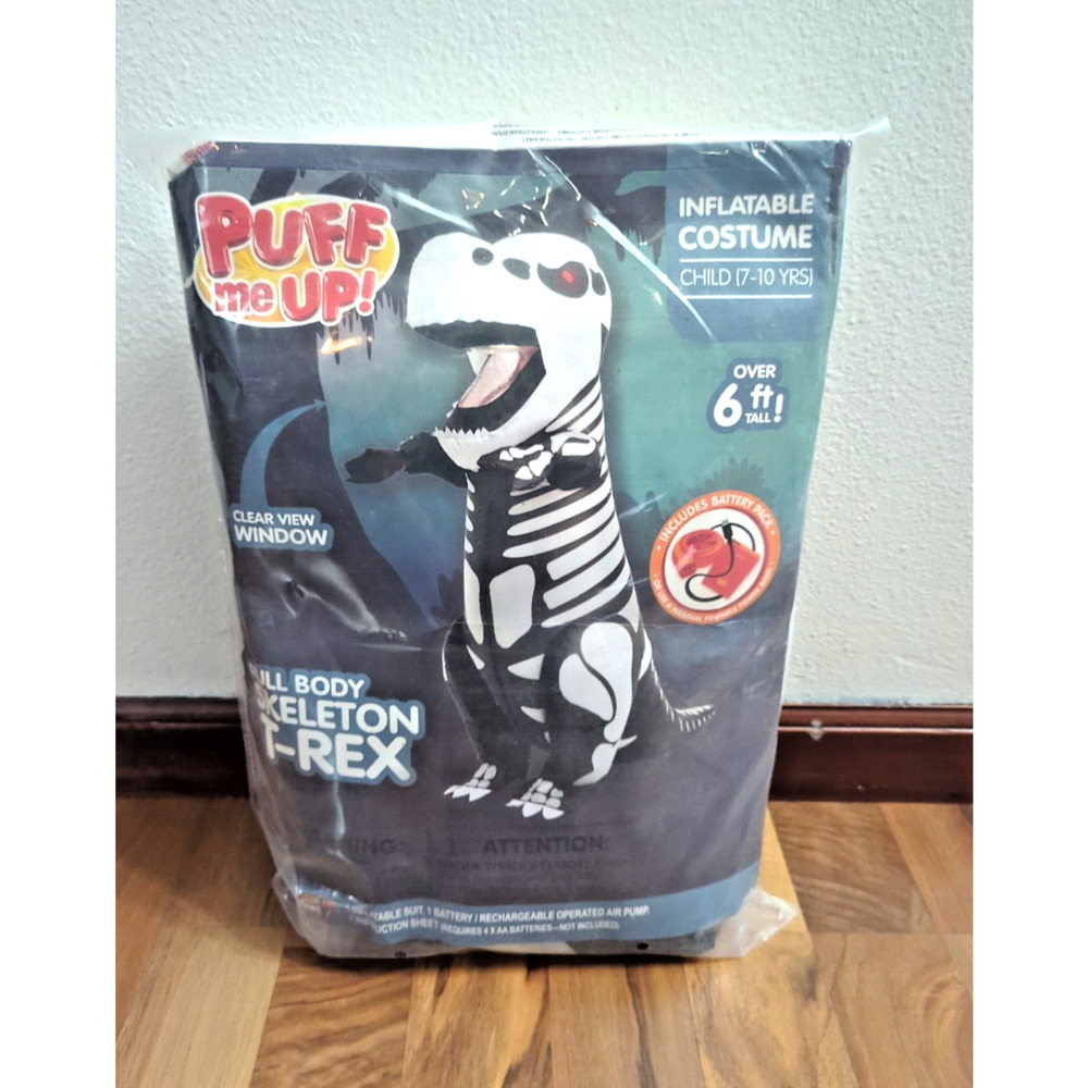 Kids Skeleton Dinosaur Inflatable Costume, LED Light Eyes Skeleton Dinosaur